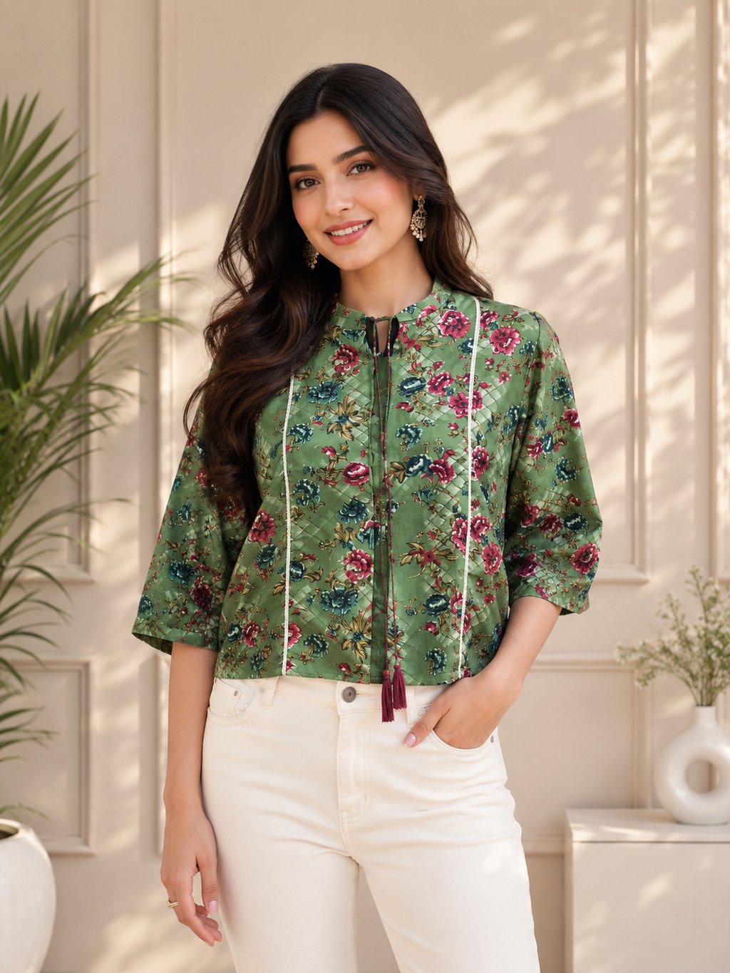 Women's Floral Printed Polyester Top | Casual Stylish Everyday Wear