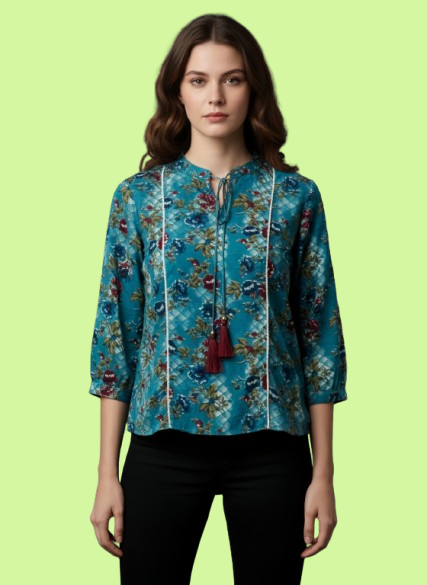 Women's Floral Printed Polyester Top | Casual Stylish Everyday Wear